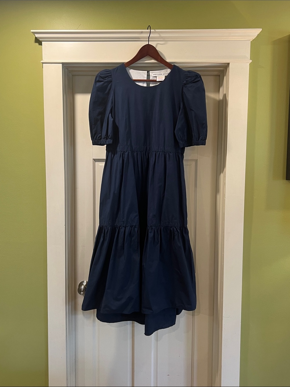 Gretchen Scott Designs Navy Puff-Sleeve Tiered Dress